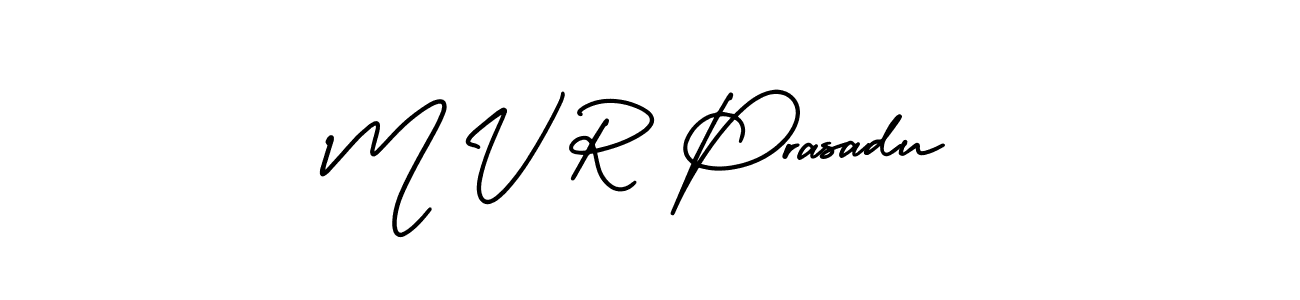 How to make M V R Prasadu name signature. Use AmerikaSignatureDemo-Regular style for creating short signs online. This is the latest handwritten sign. M V R Prasadu signature style 3 images and pictures png