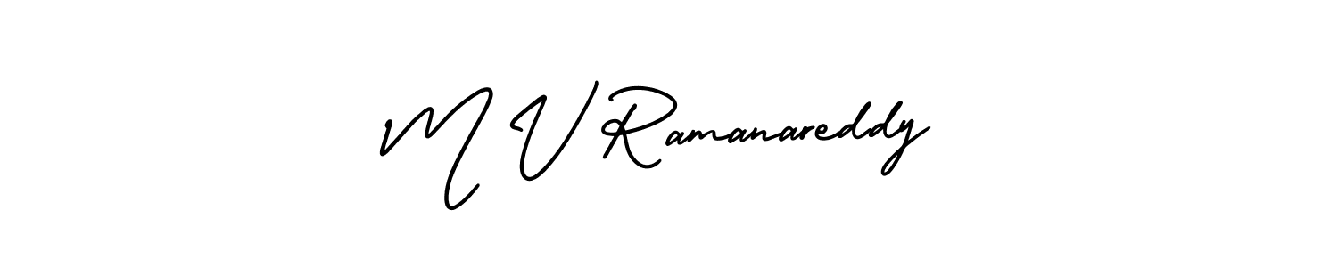 if you are searching for the best signature style for your name M V Ramanareddy. so please give up your signature search. here we have designed multiple signature styles  using AmerikaSignatureDemo-Regular. M V Ramanareddy signature style 3 images and pictures png