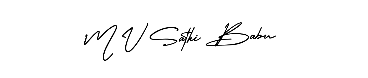 Also You can easily find your signature by using the search form. We will create M V Sathi Babu name handwritten signature images for you free of cost using AmerikaSignatureDemo-Regular sign style. M V Sathi Babu signature style 3 images and pictures png