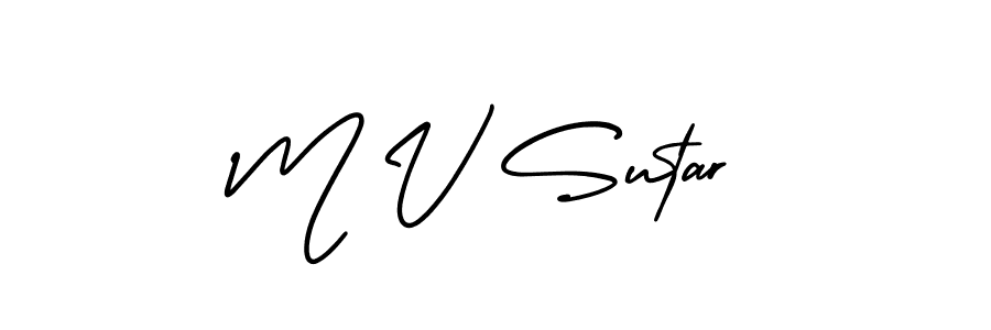 How to make M V Sutar name signature. Use AmerikaSignatureDemo-Regular style for creating short signs online. This is the latest handwritten sign. M V Sutar signature style 3 images and pictures png