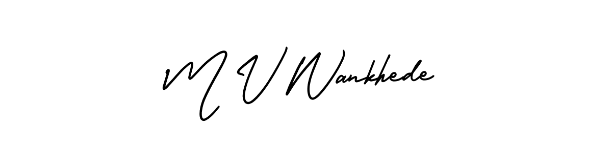 Create a beautiful signature design for name M V Wankhede. With this signature (AmerikaSignatureDemo-Regular) fonts, you can make a handwritten signature for free. M V Wankhede signature style 3 images and pictures png