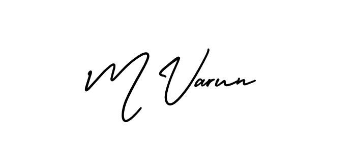 Use a signature maker to create a handwritten signature online. With this signature software, you can design (AmerikaSignatureDemo-Regular) your own signature for name M Varun. M Varun signature style 3 images and pictures png