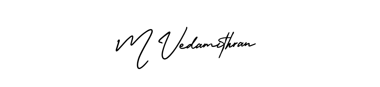 Create a beautiful signature design for name M Vedamithran. With this signature (AmerikaSignatureDemo-Regular) fonts, you can make a handwritten signature for free. M Vedamithran signature style 3 images and pictures png