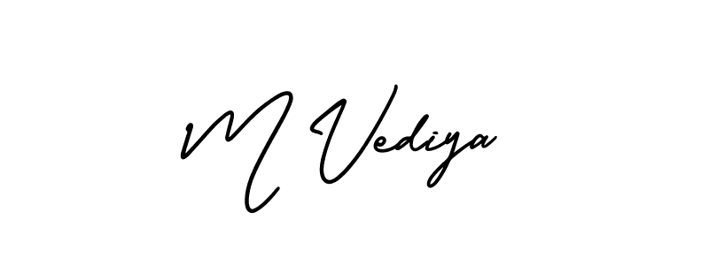 Similarly AmerikaSignatureDemo-Regular is the best handwritten signature design. Signature creator online .You can use it as an online autograph creator for name M Vediya. M Vediya signature style 3 images and pictures png