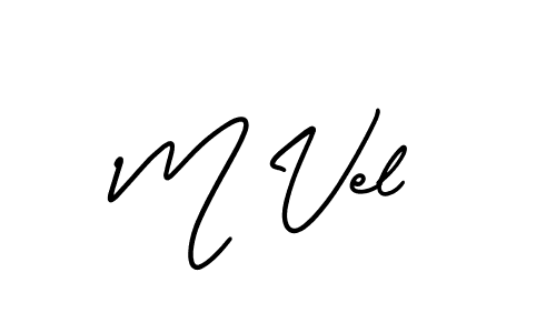 How to make M Vel name signature. Use AmerikaSignatureDemo-Regular style for creating short signs online. This is the latest handwritten sign. M Vel signature style 3 images and pictures png