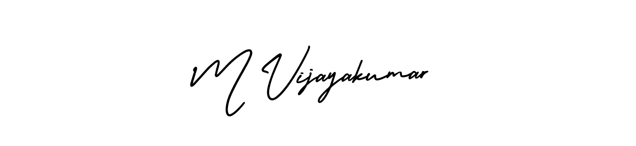 This is the best signature style for the M Vijayakumar name. Also you like these signature font (AmerikaSignatureDemo-Regular). Mix name signature. M Vijayakumar signature style 3 images and pictures png