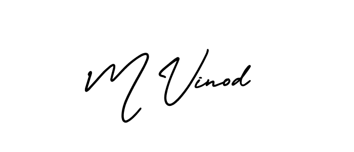 if you are searching for the best signature style for your name M Vinod. so please give up your signature search. here we have designed multiple signature styles  using AmerikaSignatureDemo-Regular. M Vinod signature style 3 images and pictures png