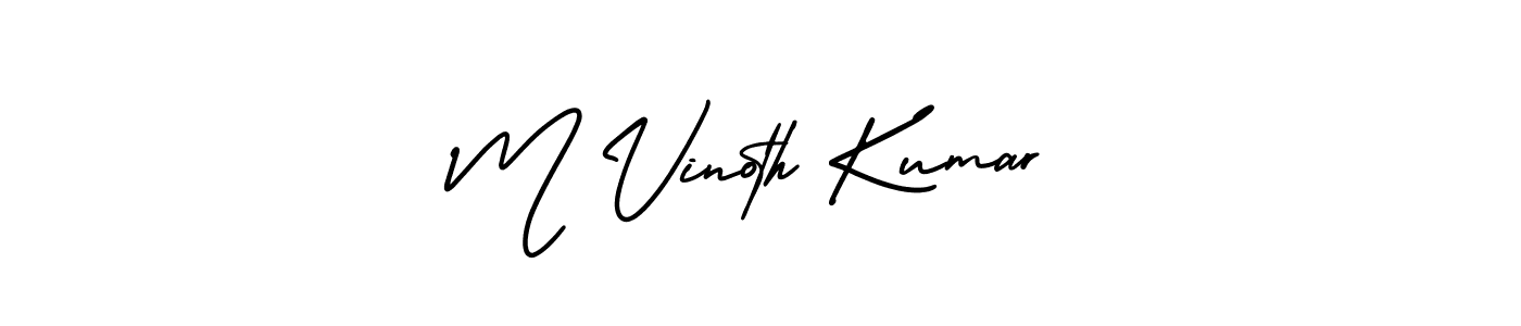 Make a beautiful signature design for name M Vinoth Kumar. With this signature (AmerikaSignatureDemo-Regular) style, you can create a handwritten signature for free. M Vinoth Kumar signature style 3 images and pictures png