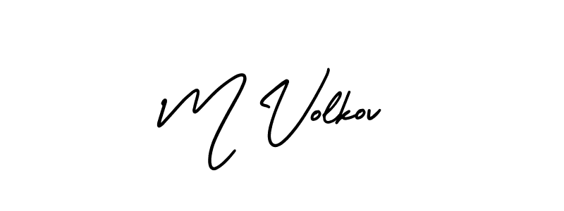 How to make M Volkov name signature. Use AmerikaSignatureDemo-Regular style for creating short signs online. This is the latest handwritten sign. M Volkov signature style 3 images and pictures png