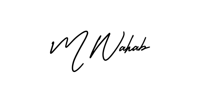 This is the best signature style for the M Wahab name. Also you like these signature font (AmerikaSignatureDemo-Regular). Mix name signature. M Wahab signature style 3 images and pictures png