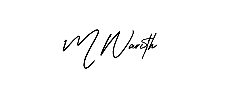 You should practise on your own different ways (AmerikaSignatureDemo-Regular) to write your name (M Warith) in signature. don't let someone else do it for you. M Warith signature style 3 images and pictures png