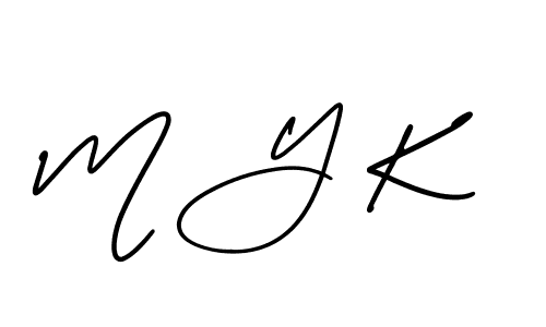 Use a signature maker to create a handwritten signature online. With this signature software, you can design (AmerikaSignatureDemo-Regular) your own signature for name M Y K. M Y K signature style 3 images and pictures png