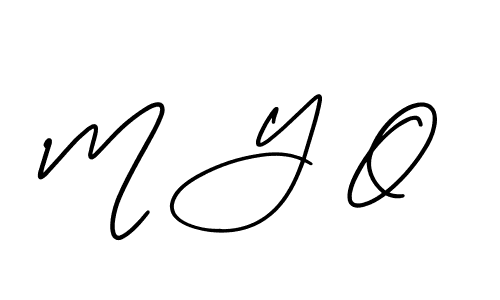 Use a signature maker to create a handwritten signature online. With this signature software, you can design (AmerikaSignatureDemo-Regular) your own signature for name M Y O. M Y O signature style 3 images and pictures png