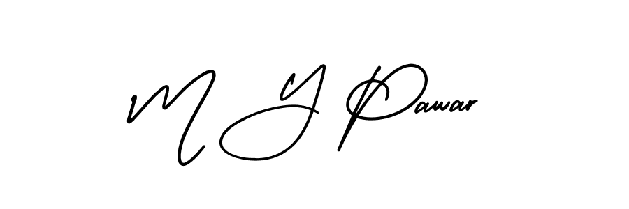 The best way (AmerikaSignatureDemo-Regular) to make a short signature is to pick only two or three words in your name. The name M Y Pawar include a total of six letters. For converting this name. M Y Pawar signature style 3 images and pictures png