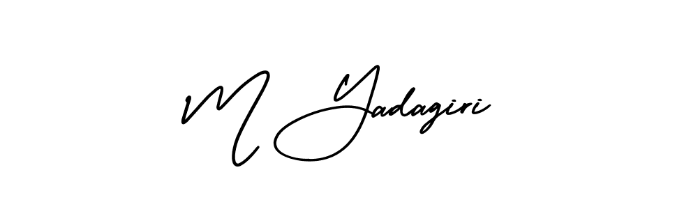 How to make M Yadagiri name signature. Use AmerikaSignatureDemo-Regular style for creating short signs online. This is the latest handwritten sign. M Yadagiri signature style 3 images and pictures png