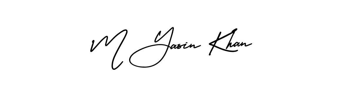 The best way (AmerikaSignatureDemo-Regular) to make a short signature is to pick only two or three words in your name. The name M Yasin Khan include a total of six letters. For converting this name. M Yasin Khan signature style 3 images and pictures png