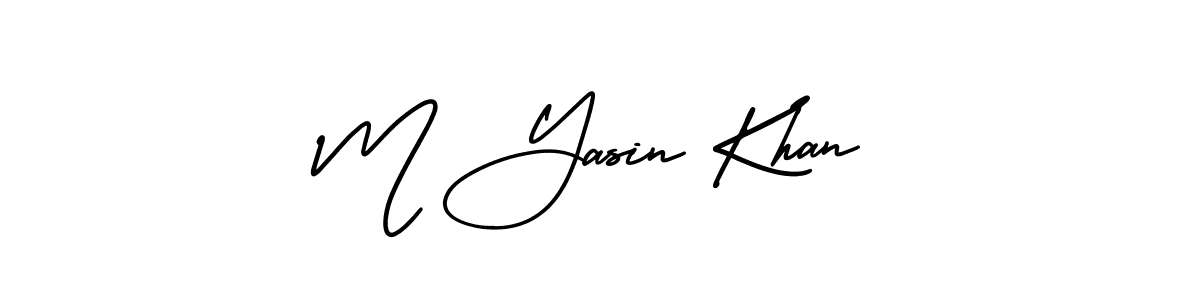 The best way (AmerikaSignatureDemo-Regular) to make a short signature is to pick only two or three words in your name. The name M Yasin Khan include a total of six letters. For converting this name. M Yasin Khan signature style 3 images and pictures png