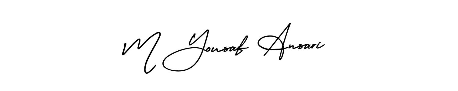 This is the best signature style for the M Yousaf Ansari name. Also you like these signature font (AmerikaSignatureDemo-Regular). Mix name signature. M Yousaf Ansari signature style 3 images and pictures png