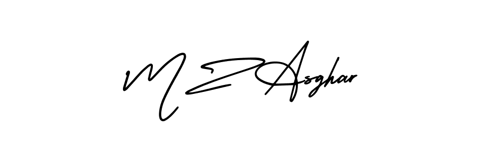 Also You can easily find your signature by using the search form. We will create M Z Asghar name handwritten signature images for you free of cost using AmerikaSignatureDemo-Regular sign style. M Z Asghar signature style 3 images and pictures png