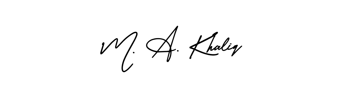 Similarly AmerikaSignatureDemo-Regular is the best handwritten signature design. Signature creator online .You can use it as an online autograph creator for name M. A. Khaliq. M. A. Khaliq signature style 3 images and pictures png