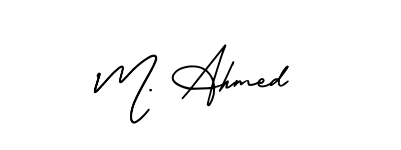 The best way (AmerikaSignatureDemo-Regular) to make a short signature is to pick only two or three words in your name. The name M. Ahmed include a total of six letters. For converting this name. M. Ahmed signature style 3 images and pictures png