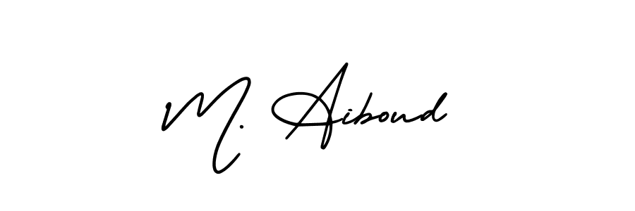 Design your own signature with our free online signature maker. With this signature software, you can create a handwritten (AmerikaSignatureDemo-Regular) signature for name M. Aiboud. M. Aiboud signature style 3 images and pictures png