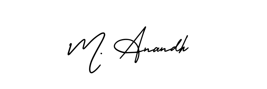 This is the best signature style for the M. Anandh name. Also you like these signature font (AmerikaSignatureDemo-Regular). Mix name signature. M. Anandh signature style 3 images and pictures png