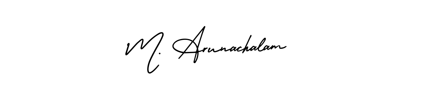 The best way (AmerikaSignatureDemo-Regular) to make a short signature is to pick only two or three words in your name. The name M. Arunachalam include a total of six letters. For converting this name. M. Arunachalam signature style 3 images and pictures png