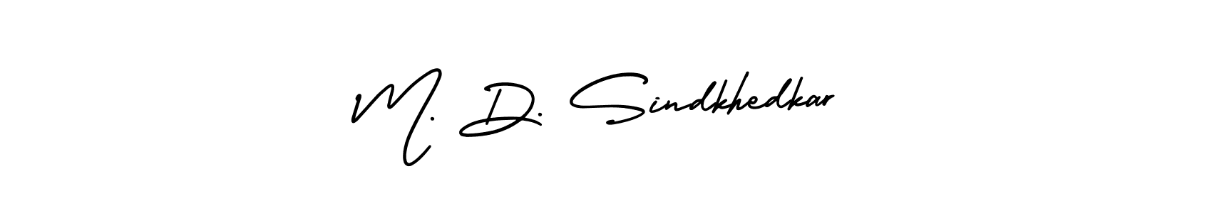 This is the best signature style for the M. D. Sindkhedkar name. Also you like these signature font (AmerikaSignatureDemo-Regular). Mix name signature. M. D. Sindkhedkar signature style 3 images and pictures png