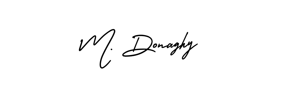 The best way (AmerikaSignatureDemo-Regular) to make a short signature is to pick only two or three words in your name. The name M. Donaghy include a total of six letters. For converting this name. M. Donaghy signature style 3 images and pictures png
