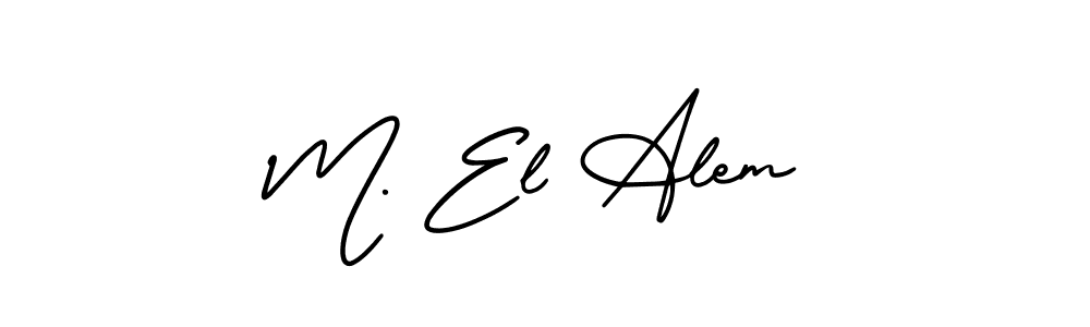 AmerikaSignatureDemo-Regular is a professional signature style that is perfect for those who want to add a touch of class to their signature. It is also a great choice for those who want to make their signature more unique. Get M. El Alem name to fancy signature for free. M. El Alem signature style 3 images and pictures png