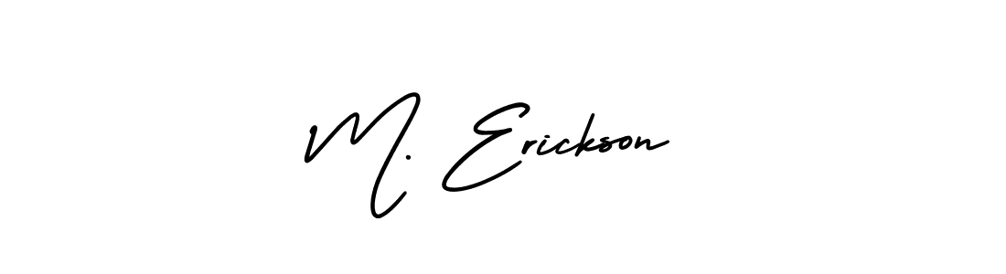 You should practise on your own different ways (AmerikaSignatureDemo-Regular) to write your name (M. Erickson) in signature. don't let someone else do it for you. M. Erickson signature style 3 images and pictures png