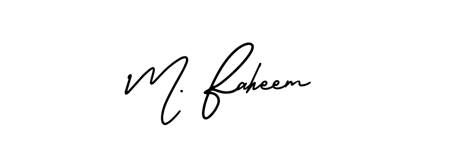How to make M. Faheem name signature. Use AmerikaSignatureDemo-Regular style for creating short signs online. This is the latest handwritten sign. M. Faheem signature style 3 images and pictures png