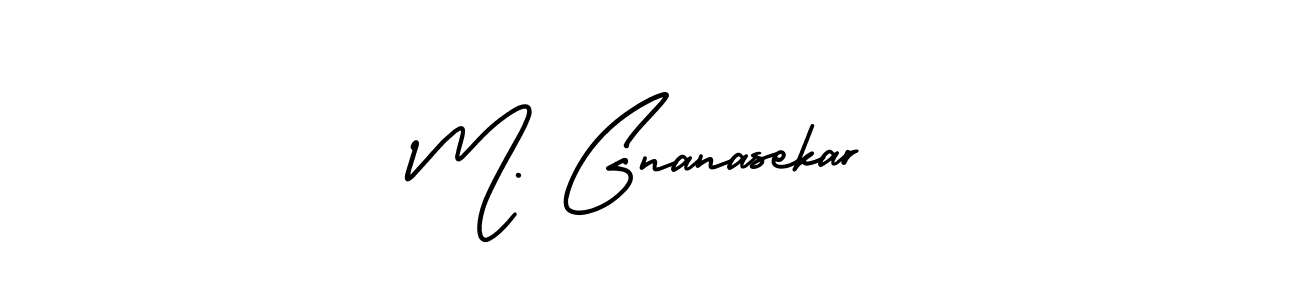 The best way (AmerikaSignatureDemo-Regular) to make a short signature is to pick only two or three words in your name. The name M. Gnanasekar include a total of six letters. For converting this name. M. Gnanasekar signature style 3 images and pictures png