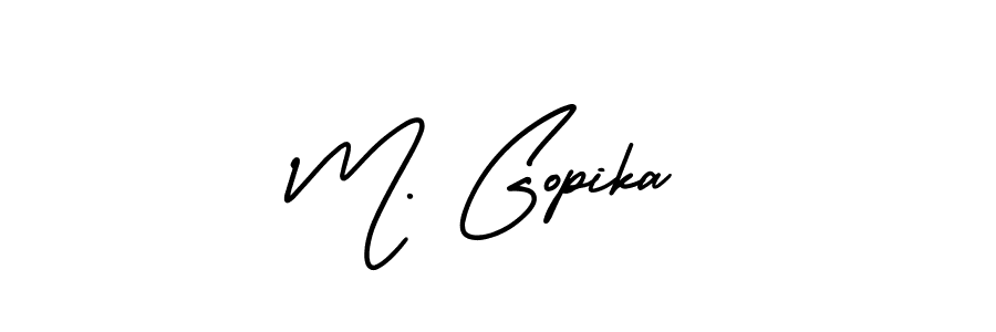 The best way (AmerikaSignatureDemo-Regular) to make a short signature is to pick only two or three words in your name. The name M. Gopika include a total of six letters. For converting this name. M. Gopika signature style 3 images and pictures png