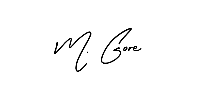 How to make M. Gore name signature. Use AmerikaSignatureDemo-Regular style for creating short signs online. This is the latest handwritten sign. M. Gore signature style 3 images and pictures png