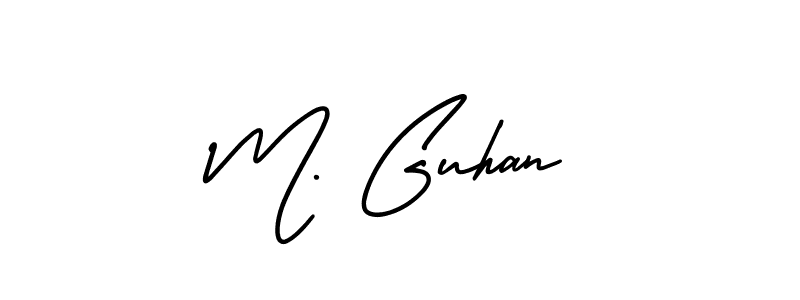 AmerikaSignatureDemo-Regular is a professional signature style that is perfect for those who want to add a touch of class to their signature. It is also a great choice for those who want to make their signature more unique. Get M. Guhan name to fancy signature for free. M. Guhan signature style 3 images and pictures png