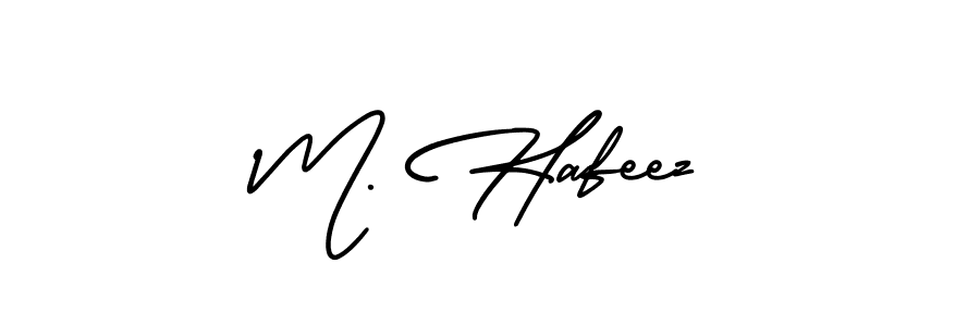 You should practise on your own different ways (AmerikaSignatureDemo-Regular) to write your name (M. Hafeez) in signature. don't let someone else do it for you. M. Hafeez signature style 3 images and pictures png