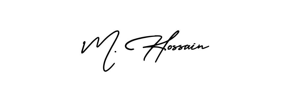 The best way (AmerikaSignatureDemo-Regular) to make a short signature is to pick only two or three words in your name. The name M. Hossain include a total of six letters. For converting this name. M. Hossain signature style 3 images and pictures png