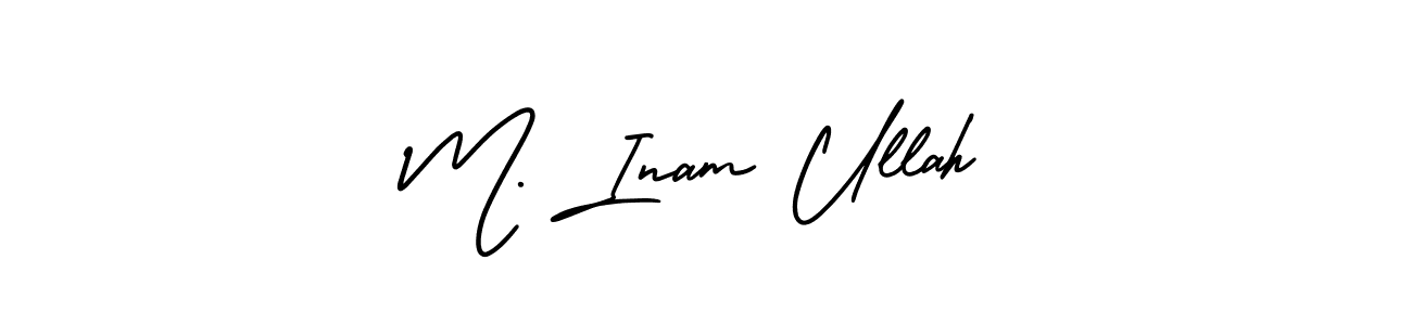 You should practise on your own different ways (AmerikaSignatureDemo-Regular) to write your name (M. Inam Ullah) in signature. don't let someone else do it for you. M. Inam Ullah signature style 3 images and pictures png