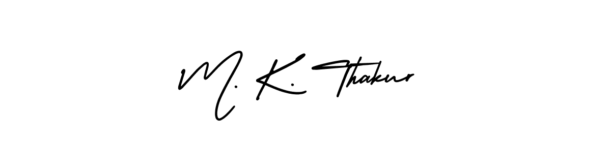 The best way (AmerikaSignatureDemo-Regular) to make a short signature is to pick only two or three words in your name. The name M. K. Thakur include a total of six letters. For converting this name. M. K. Thakur signature style 3 images and pictures png