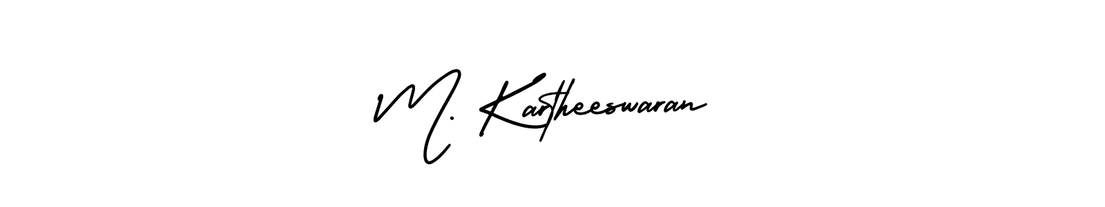 This is the best signature style for the M. Kartheeswaran name. Also you like these signature font (AmerikaSignatureDemo-Regular). Mix name signature. M. Kartheeswaran signature style 3 images and pictures png