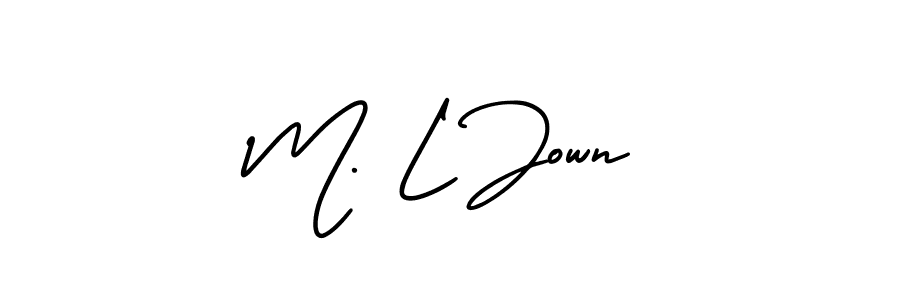 See photos of M. L Jown official signature by Spectra . Check more albums & portfolios. Read reviews & check more about AmerikaSignatureDemo-Regular font. M. L Jown signature style 3 images and pictures png
