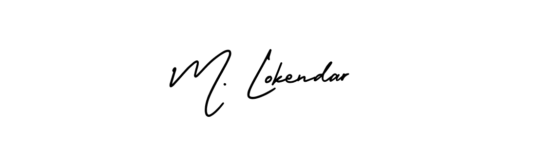 AmerikaSignatureDemo-Regular is a professional signature style that is perfect for those who want to add a touch of class to their signature. It is also a great choice for those who want to make their signature more unique. Get M. Lokendar name to fancy signature for free. M. Lokendar signature style 3 images and pictures png