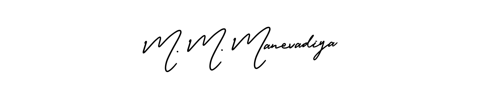 It looks lik you need a new signature style for name M. M. Manevadiya. Design unique handwritten (AmerikaSignatureDemo-Regular) signature with our free signature maker in just a few clicks. M. M. Manevadiya signature style 3 images and pictures png