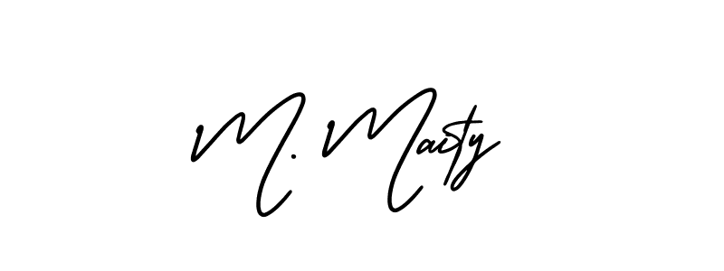 You should practise on your own different ways (AmerikaSignatureDemo-Regular) to write your name (M. Maity) in signature. don't let someone else do it for you. M. Maity signature style 3 images and pictures png