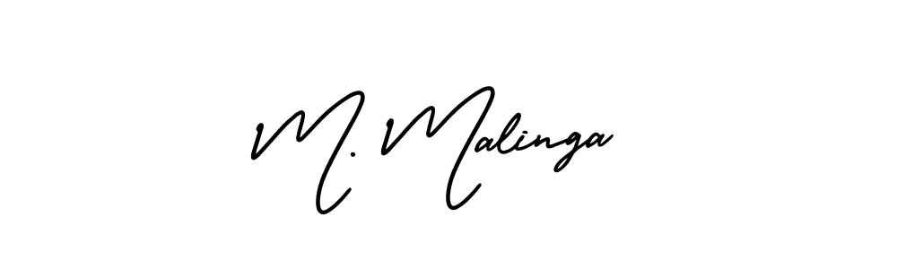 Design your own signature with our free online signature maker. With this signature software, you can create a handwritten (AmerikaSignatureDemo-Regular) signature for name M. Malinga. M. Malinga signature style 3 images and pictures png