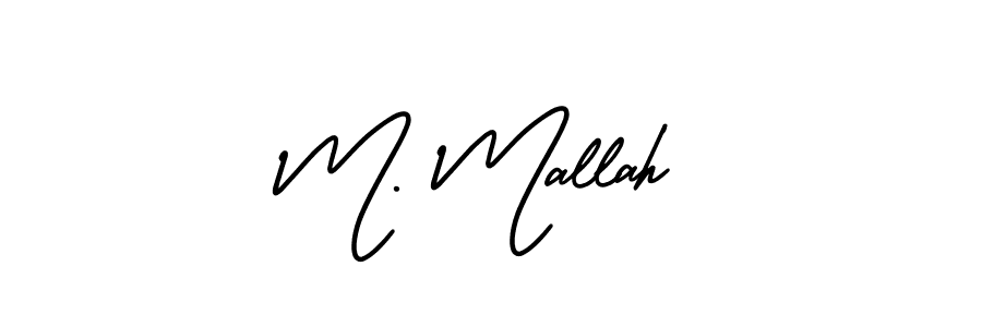 You should practise on your own different ways (AmerikaSignatureDemo-Regular) to write your name (M. Mallah) in signature. don't let someone else do it for you. M. Mallah signature style 3 images and pictures png