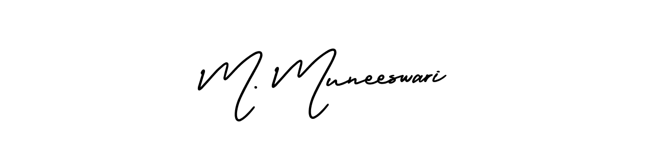 Use a signature maker to create a handwritten signature online. With this signature software, you can design (AmerikaSignatureDemo-Regular) your own signature for name M. Muneeswari. M. Muneeswari signature style 3 images and pictures png