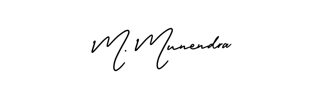 You should practise on your own different ways (AmerikaSignatureDemo-Regular) to write your name (M. Munendra) in signature. don't let someone else do it for you. M. Munendra signature style 3 images and pictures png